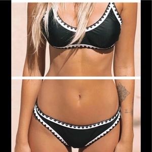 Cute black bikini with white crochet
